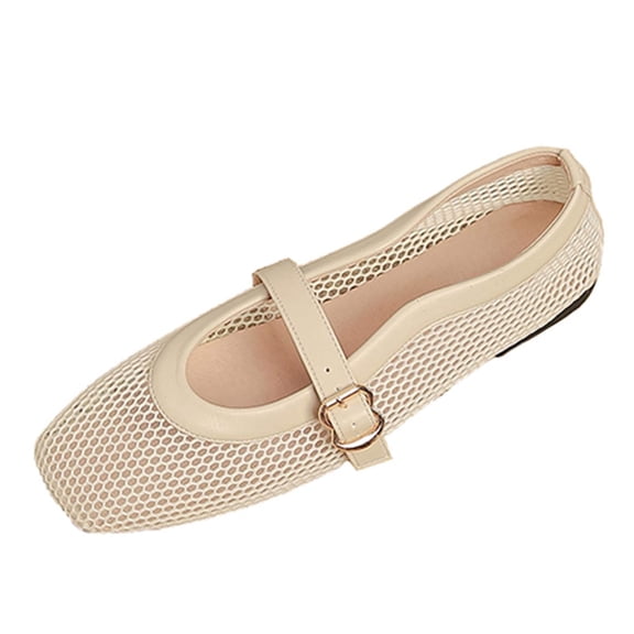 Breathable Mesh Ballet for Women Mary Jane Style Square Toe On Casual Comfort Shoes