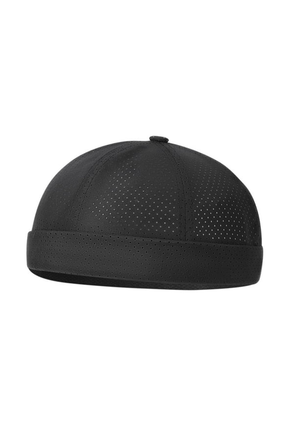 Perforated Mesh Beanie, Waterproof No Brim Hat, Lightweight Outdoor Headwear, Unisex Ventilated Breathable Cap for Outdoor Activity Leisure Outing Rainproof Portable Casual Headgear,Black