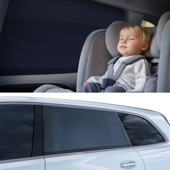 Breathable Mesh Camping Car Window Shades (2 Pack) Ice Crystal Cooling Fabric, UPF50+ UV Protection, Breathable Mesh Privacy Screen & Bug-Proof Window Screen for SUV/Minivan/Sedan