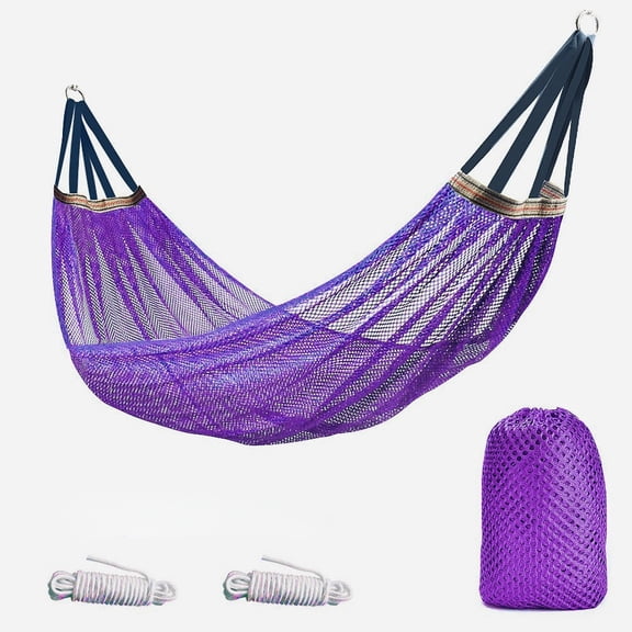 Breathable Mesh Camping Hammock Gear for The Outdoors Backpacking Survival or Travel Portable Lightweight,Anti - Roll Design