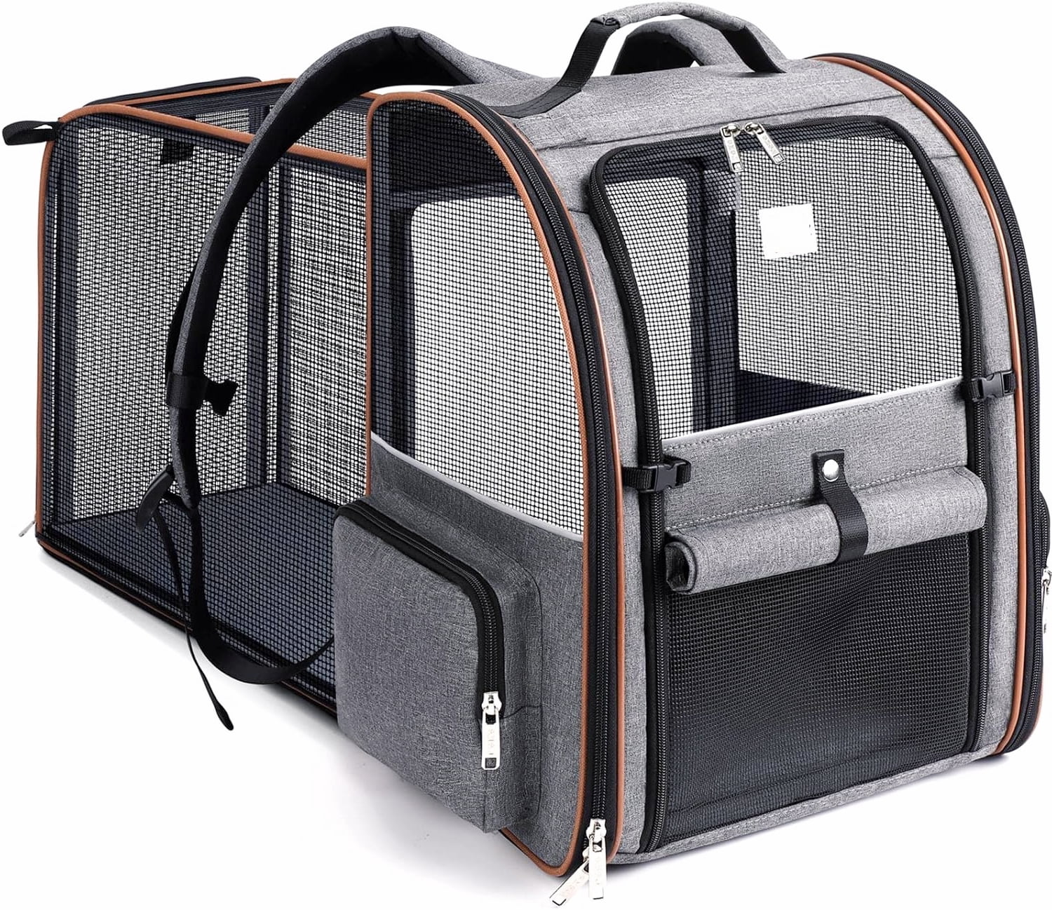 Breathable Mesh Cat Carrier Backpack for Medium Pets Up to 18 Lbs Grey