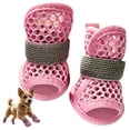 thumbnail image 1 of Breathable Mesh Dog Boots for Hot Pavement, Summer Non-Slip Dog Paw Protector Shoes for Small Medium Dogs, Beach Outdoor Use, Pink, 1 of 7