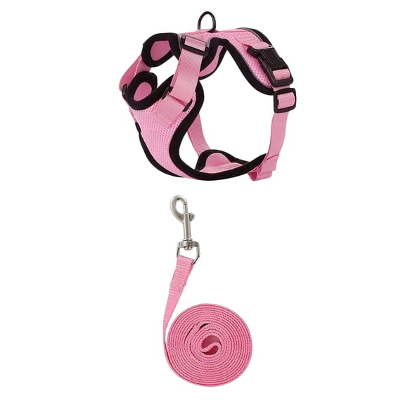 Breathable Mesh Dog Cat Harness and Leash Set, No-Pull Adjustable Pet Vest Harness for Small Medium Dogs and Cats, Comfortable Walking Gear for Pets,Pink,XS
