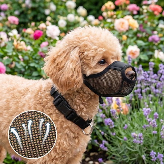 Breathable Mesh Dog Muzzle, Adjustable Pet Mouth Guard for Biting Barking and Scavenging, Soft Anti-Licking Training Mask for Grooming and Daily Walks