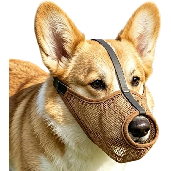 Breathable Mesh Dog Muzzle, Reflective Mouth Guard, Anti Biting Barking Licking Tool For Daily UseLight gray (10-24 pounds)