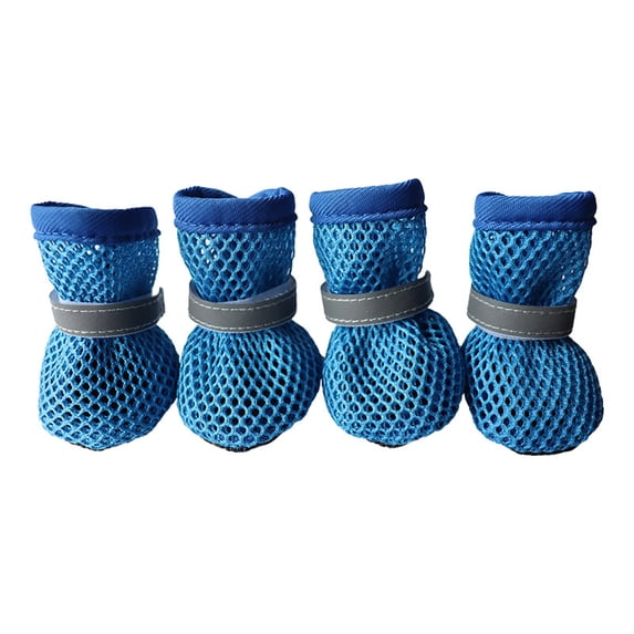 Breathable Mesh Dog Shoes, Nonslip Sole Summer Boots for Small & Medium Dogs, Reflective Pet Footwear for Hot Pavement Protection