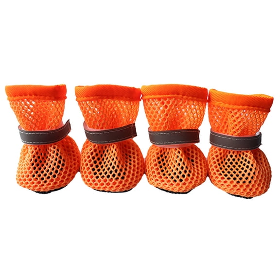 Breathable Mesh Dog Shoes, Nonslip Sole Summer Boots for Small & Medium Dogs, Reflective Pet Footwear for Hot Pavement Protection