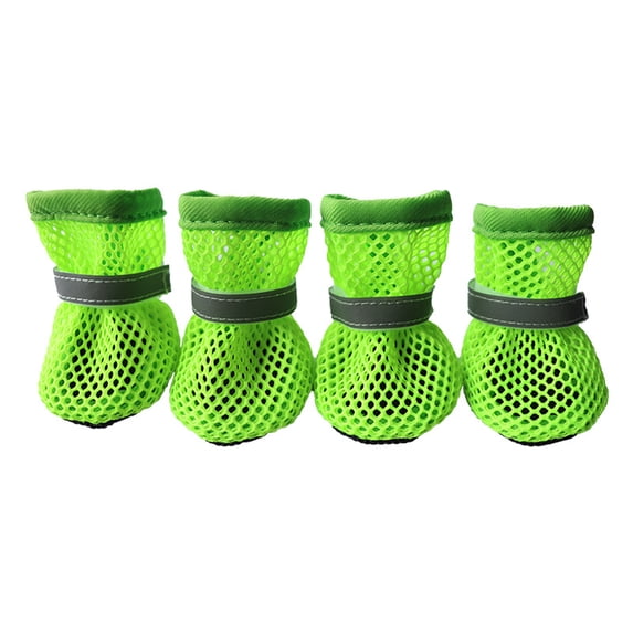 Breathable Mesh Dog Shoes, Nonslip Sole Summer Boots for Small & Medium Dogs, Reflective Pet Footwear for Hot Pavement Protection