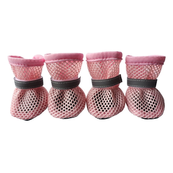 Breathable Mesh Dog Shoes, Nonslip Sole Summer Boots for Small & Medium Dogs, Reflective Pet Footwear for Hot Pavement Protection