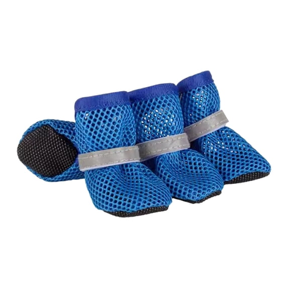 Breathable Mesh Dog Shoes Pet Booties - Soft Sole Comfortable Protector for Small Medium Large Dogs Cats Outdoor Walking Reflective - Blue