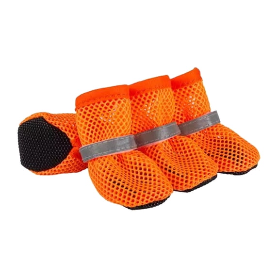 Breathable Mesh Dog Shoes Soft Sole Comfortable Protector for Small Medium Large Dogs Cats Outdoor Walking Reflective Strips Pet Accessories 4PCS