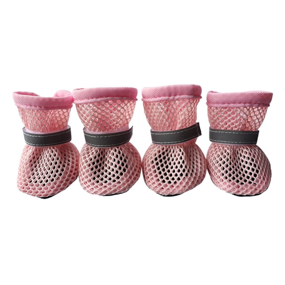 Breathable Mesh Dog Shoes Summer Boots Lightweight Non Slip Wear Resistant Cozy Sole Reflective Outdoor Small Medium Dogs Suitable Bichon Corgi(M,Pink)