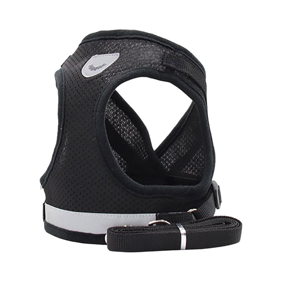 Breathable Mesh Dog Vest, Escape-Proof Step-in Harness with Comfortable Padding for Small Dogs and Cats, Pet Walking Vest(L,Black)