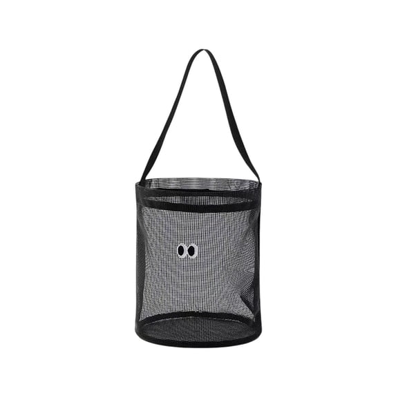 Breathable Mesh Drainage Bath Basket Large Capacity Handheld Toy Storage Bin Black 1 Count