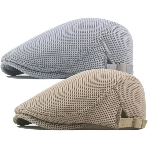 Breathable Mesh Flat Cap for Men, Adjustable Newsboy Hat Beret Ivy Cap Irish Cabbie Gatsby Driving Hunting Cap