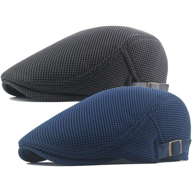 Breathable Mesh Flat Cap for Men, Adjustable Newsboy Hat Beret Ivy Cap Irish Cabbie Gatsby Driving Hunting Cap