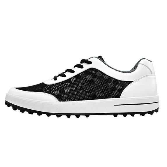 Breathable Mesh Golf Shoes Spikeless for Men Black 6 UK
