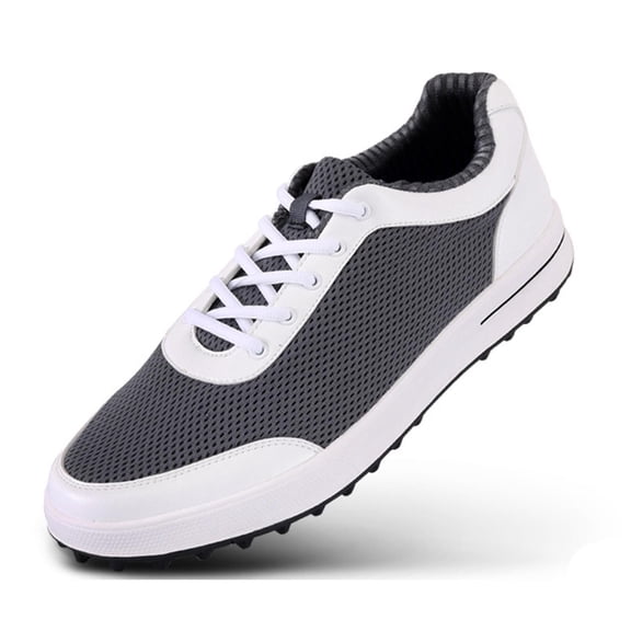 Breathable Mesh Golf Shoes Spikeless for Men Gray 8.5 UK