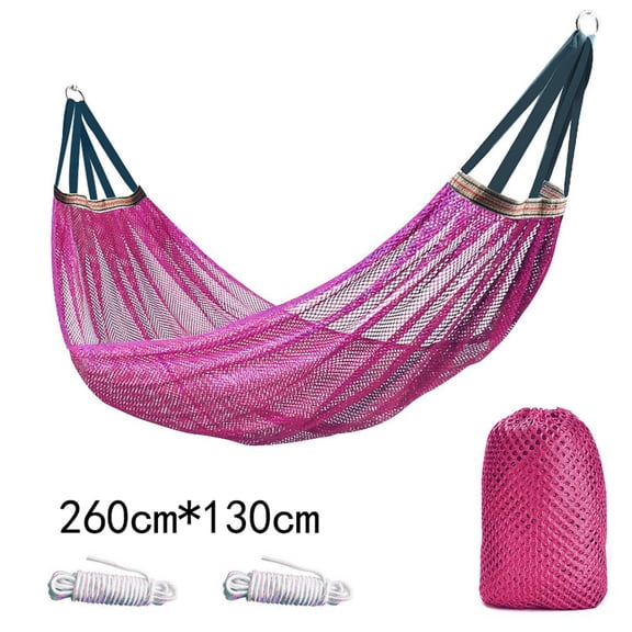 Breathable Mesh Ice Silk Hammock for Outdoor Camping, 260×130cm Single Swing Bed with Hanging Ropes & Storage Bag, 7 Color Options for Backyard Travel Beach