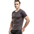 thumbnail image 1 of Breathable Mesh Knit Men’s Ice Silk Summer T Shirt Lightweight Slim Fit Short Sleeve Top Round Neck Athletic Tee, XXL, Grey, 1 of 3