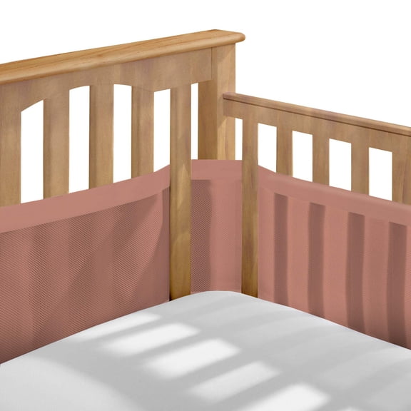 BreathableBaby Mesh Liner for Full-Size Cribs, Deluxe 4mm Mesh, Red Clay (Size 4FS Covers 3 or 4 Sides)