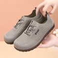thumbnail image 1 of Breathable Mesh Low Top Casual Shoes For Women, Lightweight Soft Flat Sole, Sport Decor Daily Walking Footwear Gray 40, 1 of 6