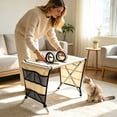 thumbnail image 1 of Breathable Mesh Pet Grooming Hammock, Detachable Stainless‑Steel Stand Work Table for Small‑Pet Trimming Care [Khaki], 1 of 3