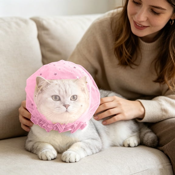 Breathable Mesh Pet Headgear for Cats Dogs, Adjustable Anti Bite Hood for Grooming, Soft Lightweight Protective Cover for Small Pets, 9.8x9.8x11.8 Inches