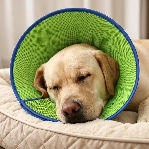Breathable Mesh Pet Recovery Collar, Soft Padded Cuff Blue Small Dog, Discourage Licking Chewing Scratch Protection, Post-procedure Grooming Summer, Topliu