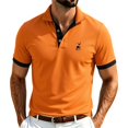 thumbnail image 1 of Breathable Mesh Polo Shirts for Men Short Sleeve Casual Loose Fit Knit Golf Top Summer Lightweight Out Sport Tee Mens Orange XL, 1 of 6