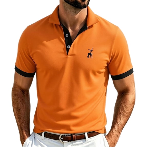 Breathable Mesh Polo Shirts for Men Short Sleeve Casual Loose Fit Knit Golf Top Summer Lightweight Out Sport Tee Mens Orange XL