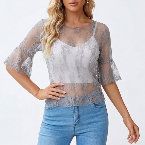 Breathable Mesh Short Sleeve T Shirt Slim Fit Crew Neck Casual Top for Daily Wear Women’s Apparel Category