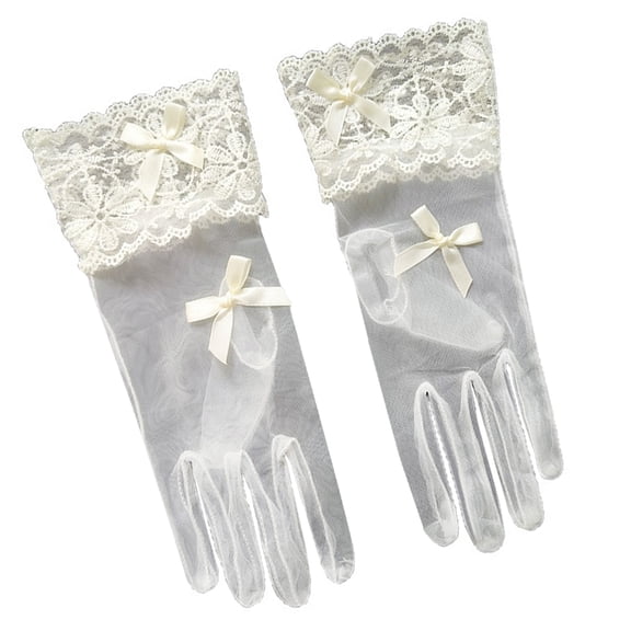 Breathable Mesh Short Wedding Gloves For Bride With Elastic Fit Formal