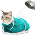 thumbnail image 1 of Breathable Mesh Shower Bag - Anti Scratch Adjustable Grooming for Nail Trimming, Bathing - Polyester Soft Cat Washing, 1 of 7