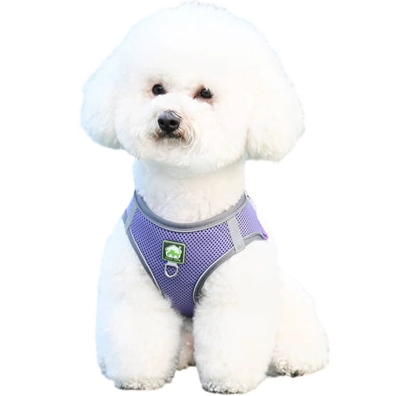 Breathable Mesh Step-In Dog Harness Vest Reflective Lightweight Polyester Pet Walking Gear with D-Ring for Small Medium Puppies Cats Daily Outdoor Walks(Purple-S-31cm)