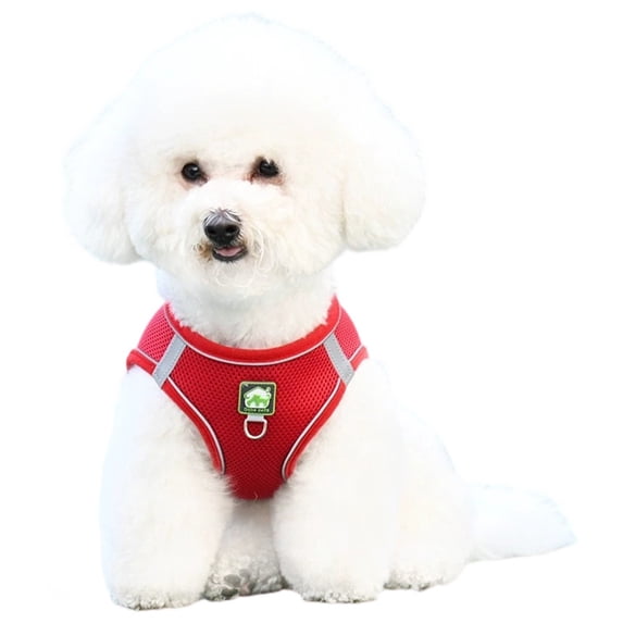 Breathable Mesh Step-In Dog Harness Vest Reflective Lightweight Polyester Pet Walking Gear with D-Ring for Small Medium Puppies Cats Daily Outdoor Walks(Red-L-42cm)