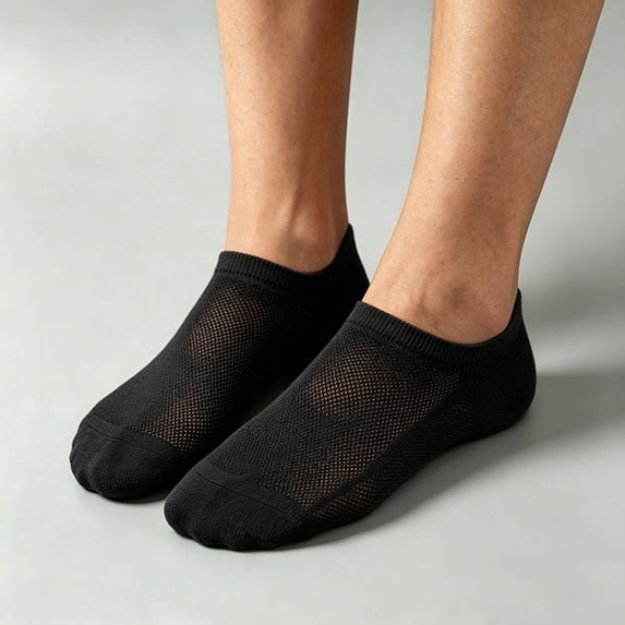 Breathable Mesh Summer Athletic Control Socks Wicking Short Ankle For Daily Casual Wear, Black