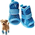 thumbnail image 1 of Breathable Mesh Summer Dog Boots, Non-Slip Paw Protector Shoes for Hot Pavement & Beach Walking, for Small Medium Dogs, Blue, 1 of 7