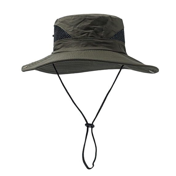 Breathable Mesh Sun Hat, Large Brim Fishing Cap, Beach Leisure Headwear, Unisex Lightweight Anti Sun Headgear for Outdoor Fishing Seaside Vacation Travel Casual Sunscreen Hat,Army Green