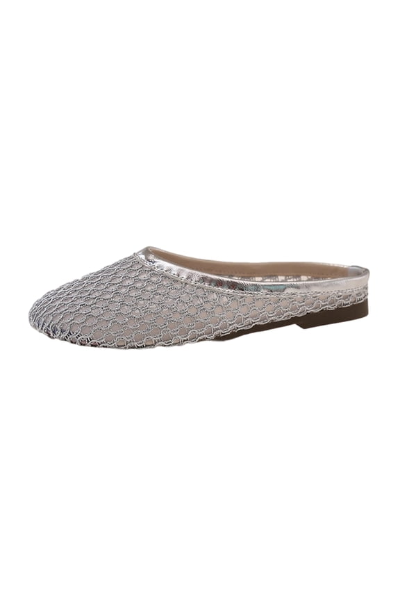 Breathable Mesh Walking Mules Sneakers For Women Hollow Out Lace Backless Mule Slip-On Flat Shoes Lightweight Non-Slip Casual Summer Walking 2026 Shoes