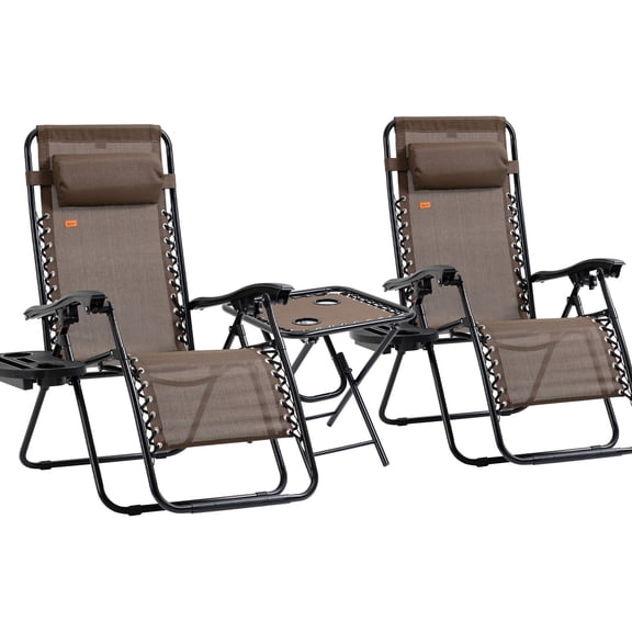 Breathable Mesh Zero Gravity Chairs with Folding Table / Keep Cool in Patio and Lawn