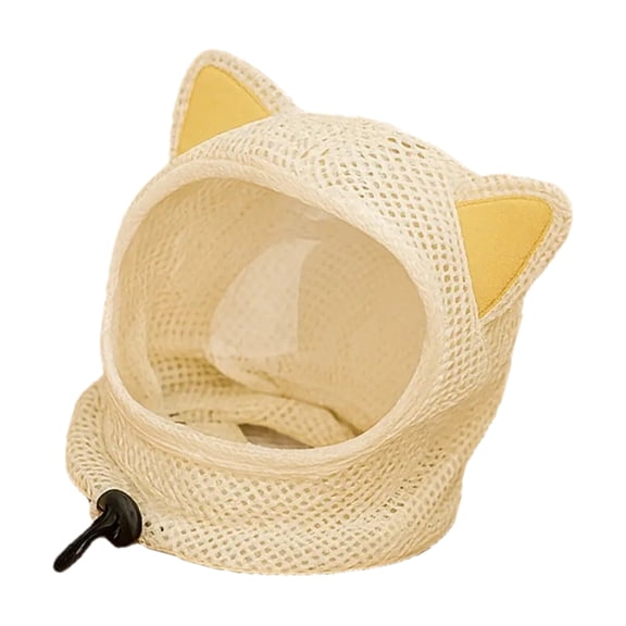 Breathable Meshes Cats Head Cover with Regulable Belt Lovely Cats Ear for Anti Licking Anti Scratch Protecting