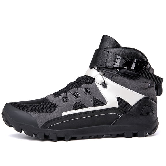 Breathable Motorcycle Boots for All Seasons - Unisex Motorcycle Cycling Shoes,Black gray,41