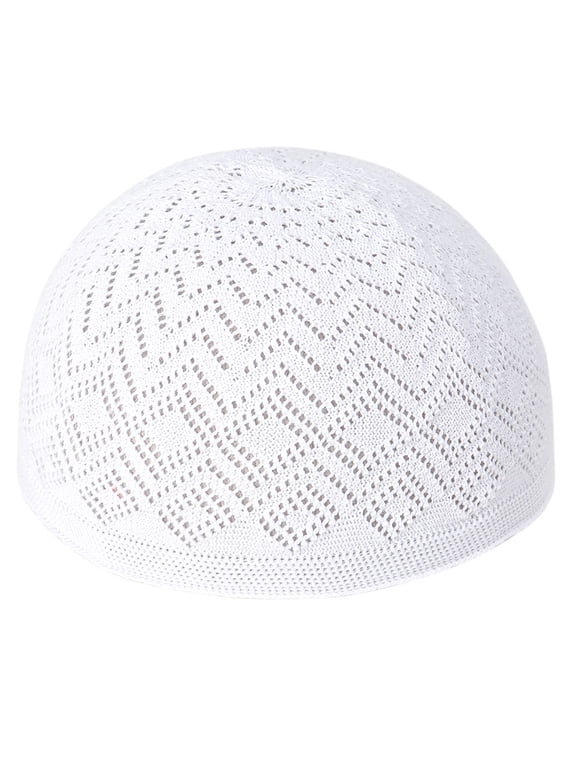 Breathable Muslims Adult Knit Kufi Elastic Hollow out Knit Kufi Inner Hat Casual Church Pray Lightweight Hat