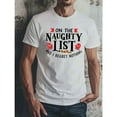 thumbnail image 1 of Breathable Naughty List Tee Casual Geometric Design T Shirt Short Sleeve Graphic Tees Top White S-5XL, 1 of 4
