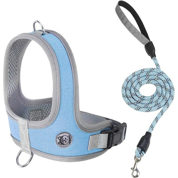 Breathable No-Pull Dog Harness with Reflective Leash Set, Soft Cationic Mesh,Adjustable Chest Strap, Night Safety, Complete Set for Small Dogs, Comfortable Walking & Running