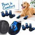 thumbnail image 1 of Breathable Non Slip Dog Boots 4 Paw Protector Set Reflective Strap Pet Booties for Walking Hiking Outdoor Small Medium Dogs Blue Black 2.5 Inch, 1 of 7