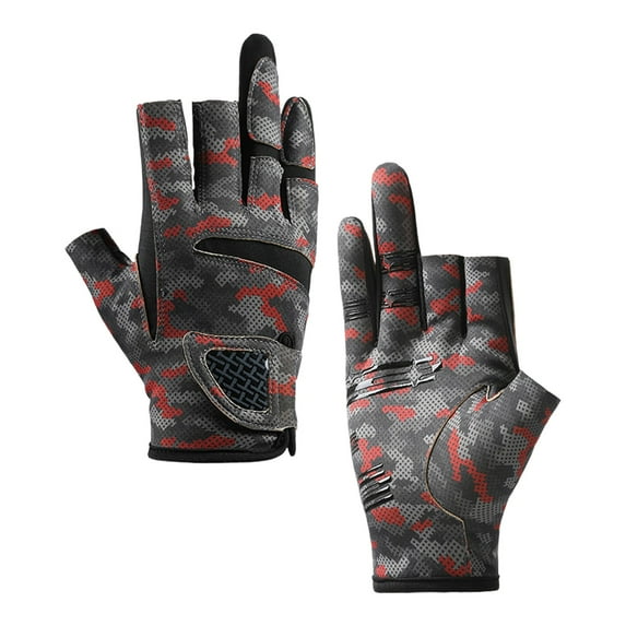 Breathable Non-Slip Fishing Gloves for Outdoor Activities, Half Finger Sun Protection Gloves with Camouflage Design