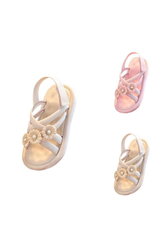 Breathable Open-Toe Sandals for Toddler Baby Girls, Soft Sole Casual Flower Gladiator Rome Water Shoes, Lightweight Outdoor Beach Sandals