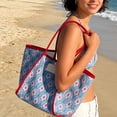 thumbnail image 1 of Breathable Openwork Mesh Fabric, 22.44 Inch Large Capacity Beach Bag, Colour Blocked Travel Organiser, for Summer Holiday Shoppers, 1 of 7